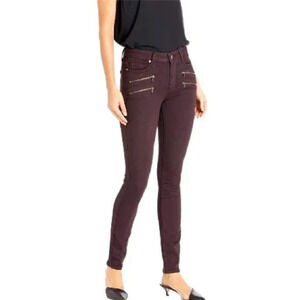 Paige Edgemont Ankle Mid-Rise Skinny Jeans in Faded Mulberry Size 24 NWT $248